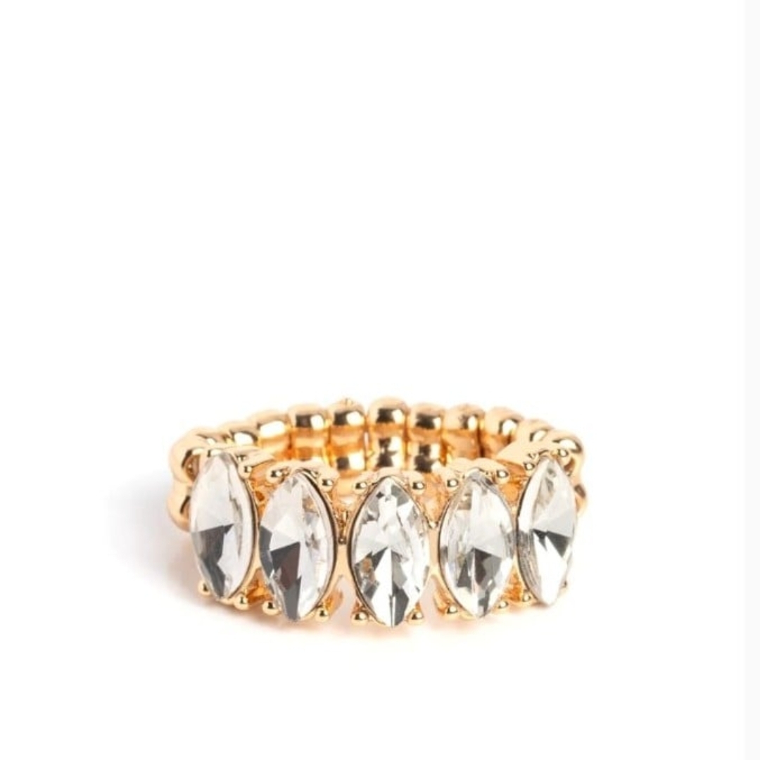 Paparazzi Gold And Silver Elegant Ring Lavish Lure Stretchy Band Fashion Jewelry